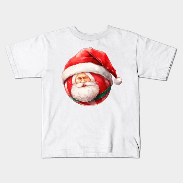 Christmas Volleyball in Santa Hat Kids T-Shirt by Chromatic Fusion Studio